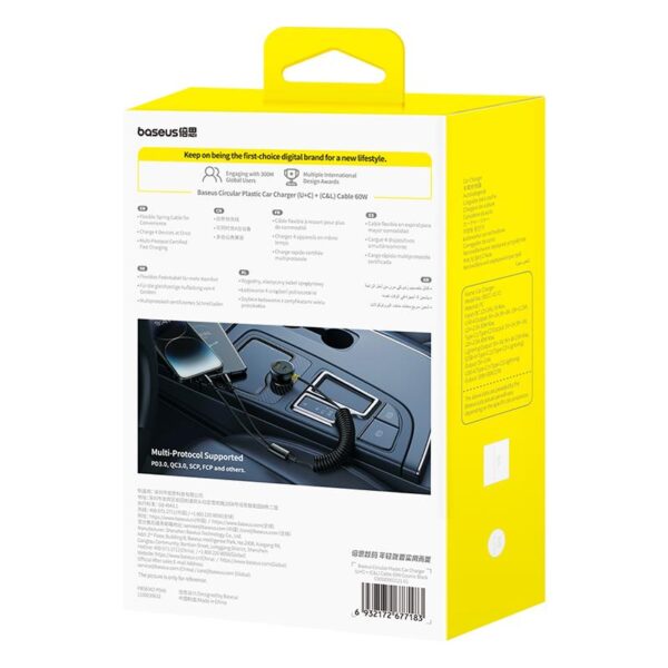 Încărcător auto Baseus PD 1x USB‑C – port USB‑C 60W negru