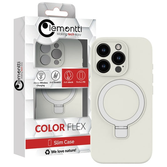 Lemontti Husa Liquid Silicon MagSafe iPhone 16 Pro, cu suport, Alb
