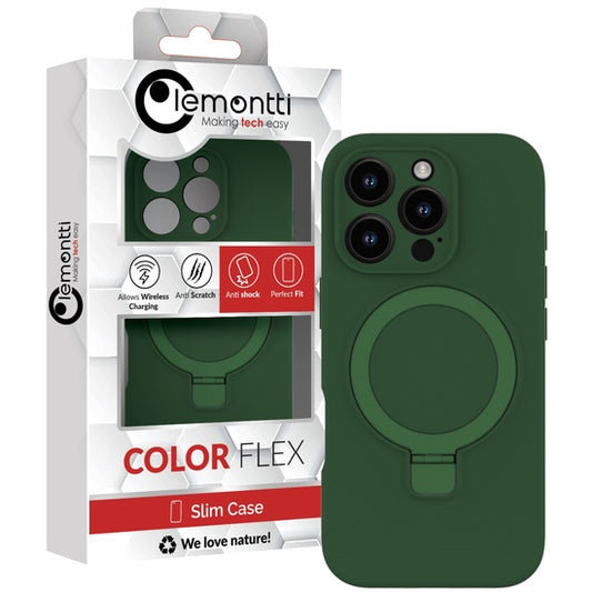 Lemontti Husa Liquid Silicon MagSafe iPhone 16 Pro, cu suport, Verde