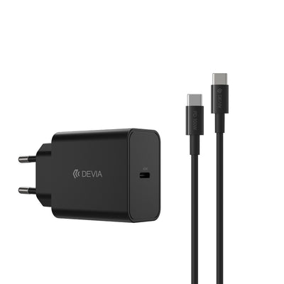 Cablu Devia Incarcator priza Rocket PD 45W 1x Usb-c Negru+ Usb-c - Usb-c