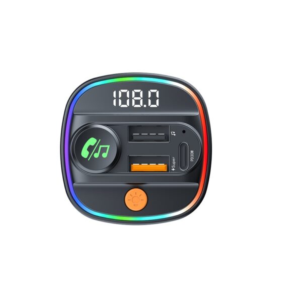 Transmițător FM Devia Smart Bluetooth MP3 cu încărcător auto PD 30W 1x USB‑C 2x USB 3A negru