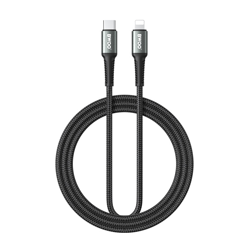 BWOO Braided cablu USB-C - Lightning 3m 30W Negru