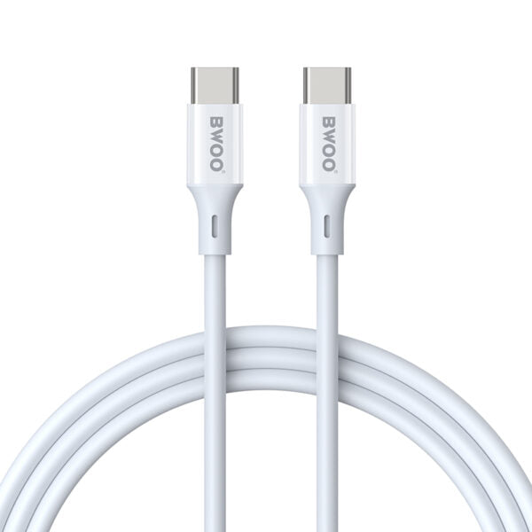 BWOO cablu USB-C - USB-C 2m 60W ABS + TPE Alb
