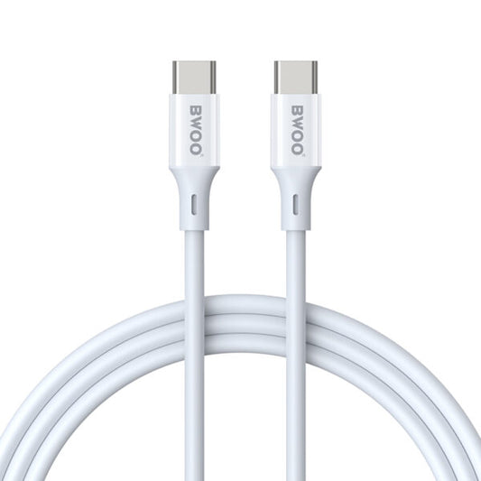 BWOO cablu USB-C - USB-C 2m 60W ABS + TPE Alb