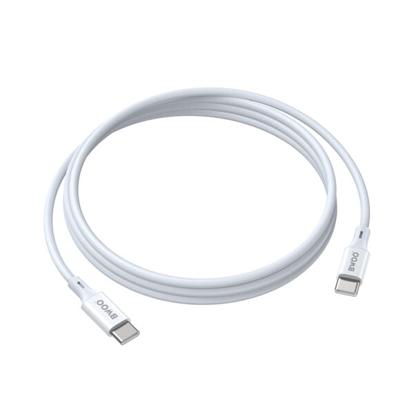 BWOO cablu USB-C - USB-C 2m 60W ABS + TPE Alb