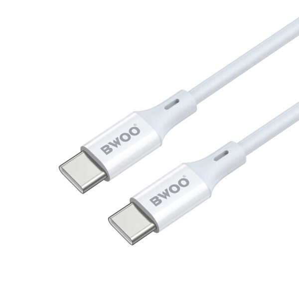 BWOO cablu USB-C - USB-C 2m 60W ABS + TPE Alb