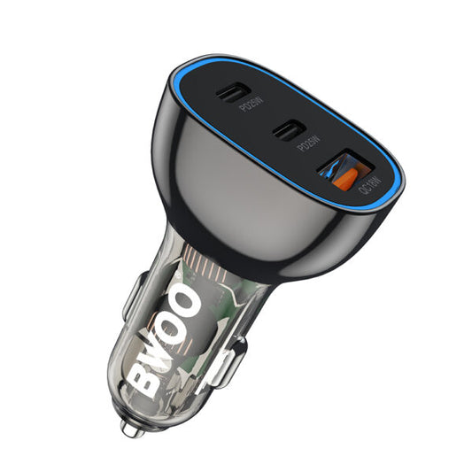 Încărcător auto BWOO PD CC96 2x port USB‑C + USB‑A 68W negru