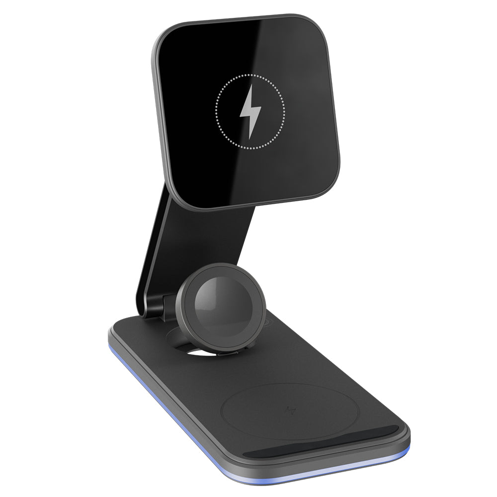 Încărcător wireless Proove Energy Fold 3‑în‑1 negru