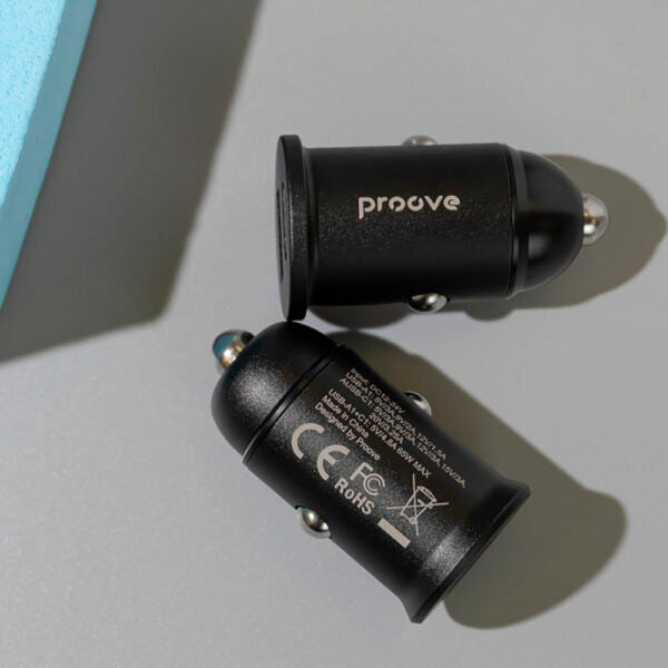 Încărcător auto Proove Tiny Power Pro PD USB‑C + USB‑A 65W negru