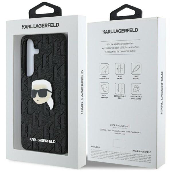 Husă pentru Samsung Galaxy S25 Karl Lagerfeld HC PU Monogram K. Head Pin black – Negru