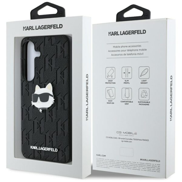 Karl Lagerfeld HC PU Monogram Choupette Head Pin case for Samsung Galaxy S25 black