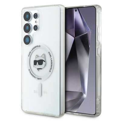 Husa Karl Lagerfeld HC Magnetic IML Metal Choupette Head pentru Samsung Galaxy S25 Ultra Alb