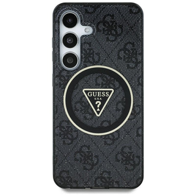 Husa Guess HC Magnetic IML Metal Glitter 4G Circle Triangle pentru Samsung Galaxy S25 Ultra Negru