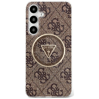 Husa Guess HC Magnetic IML Metal Glitter 4G Circle Triangle pentru Samsung Galaxy S25 Maro