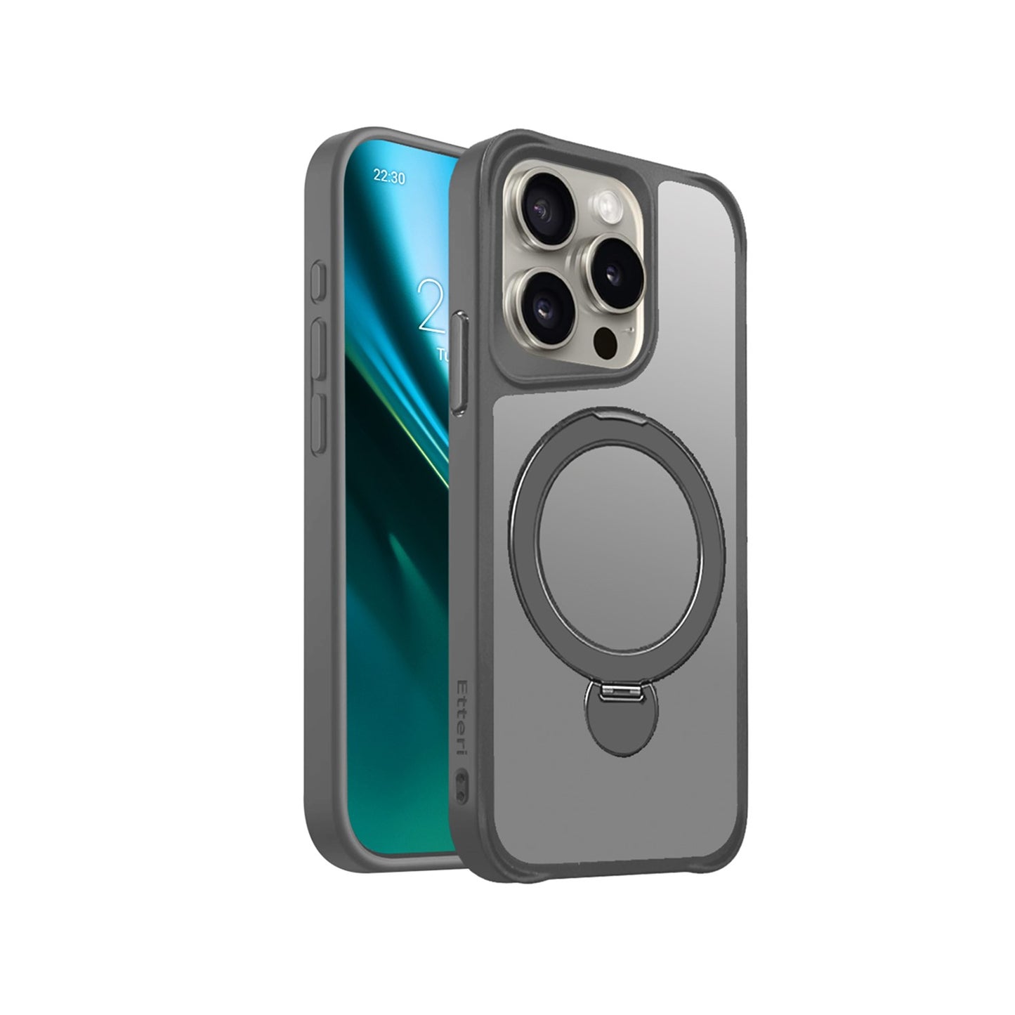 Etteri Matt Mag Ring case for iPhone 15 Pro Max 6,7" grey