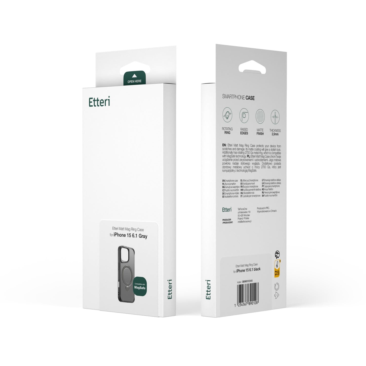 Etteri Matt Mag Ring case for iPhone 16 Pro 6,3" grey