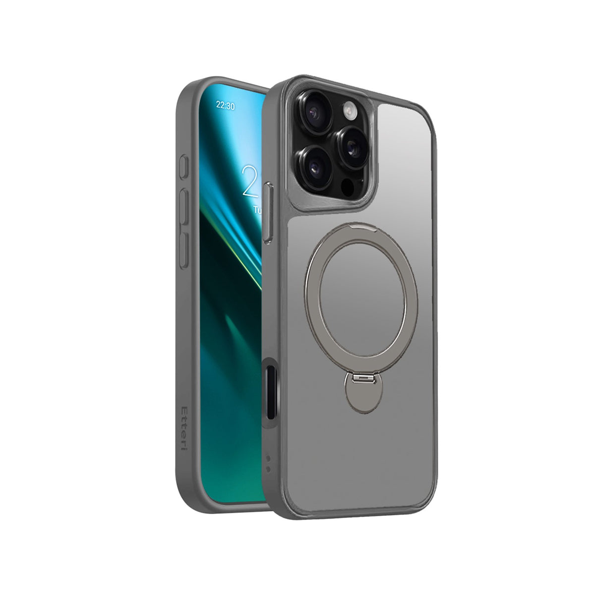 Husa Etteri Matt Mag Ring pentru iPhone 16 Pro Max 6,9" Gri