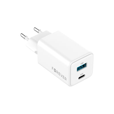 Incarcator Forever Tc-08-45ac Gan PD QC 1x Usb-c 1x USB 45W Alb