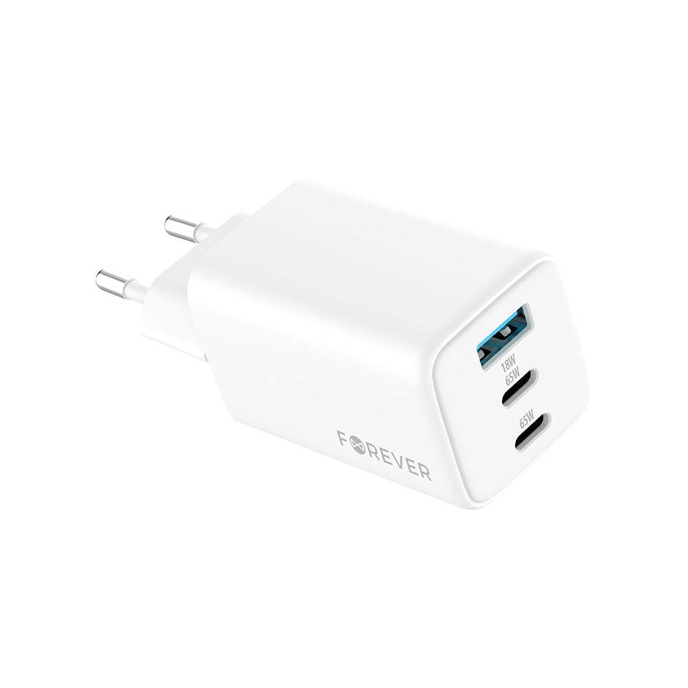 Incarcator Forever Tc-08-65acc Gan PD QC 2x Usb-c 1x USB 65W Alb
