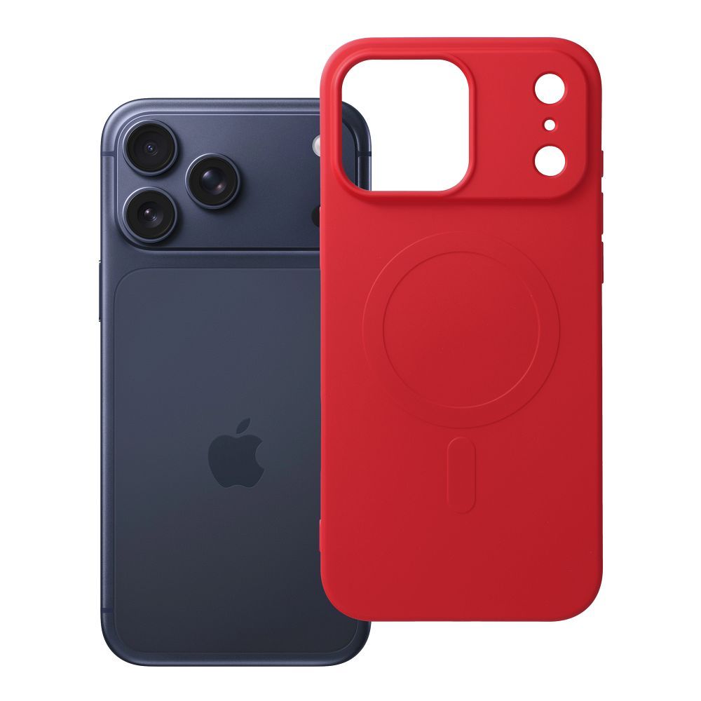 Husa Silicone Mag pentru iPhone 17 Pro Max / 18 Pro Max (Low Camera Edge) Compatible cu Magsafe (Big Hole) Rosu