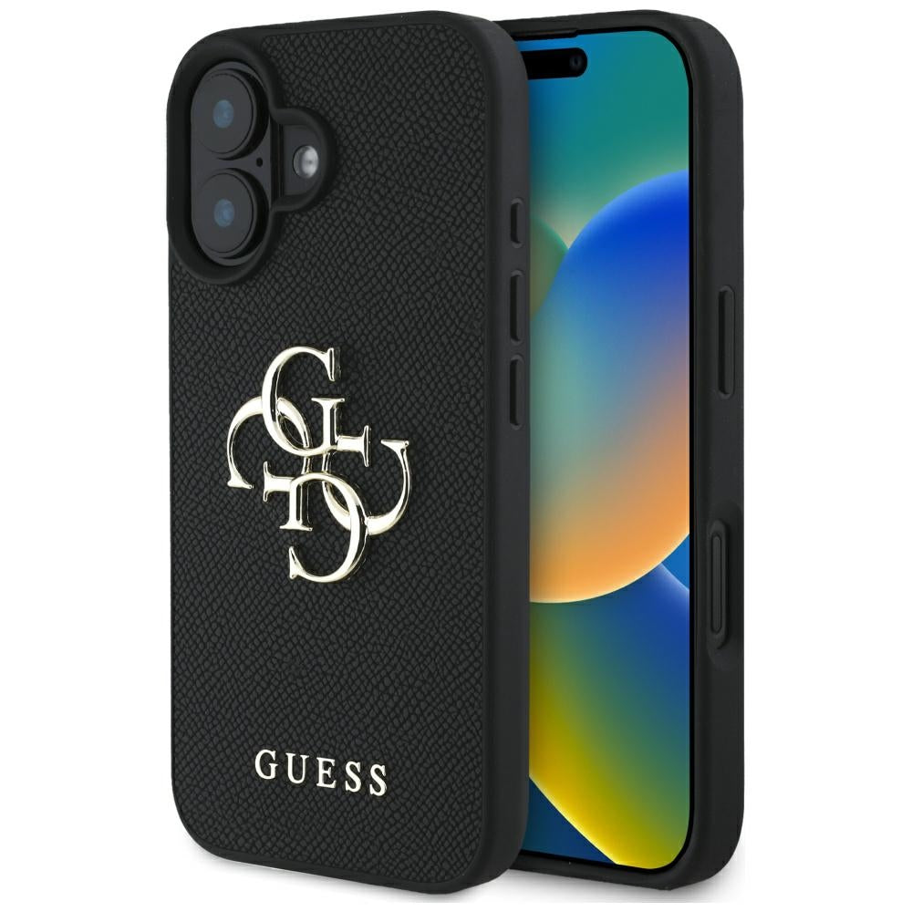 Husa Guess Hardcase PU Grained Big 4G And Classic Logo pentru iPhone 16 6,1" Negru