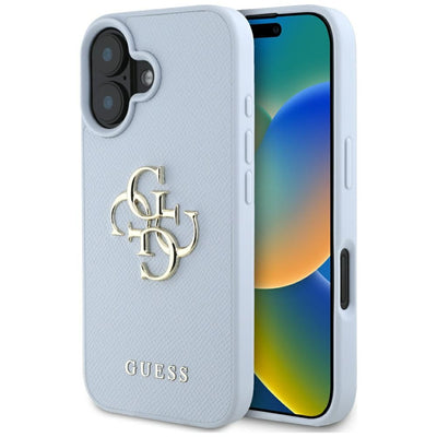 Husa Guess Hardcase PU Grained Big 4G And Classic Logo pentru iPhone 16 6,1" Albastru