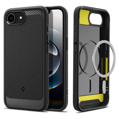 Husa Spigen Rugged Armor Mag Magsafe pentru iPhone 16E Matte Negru