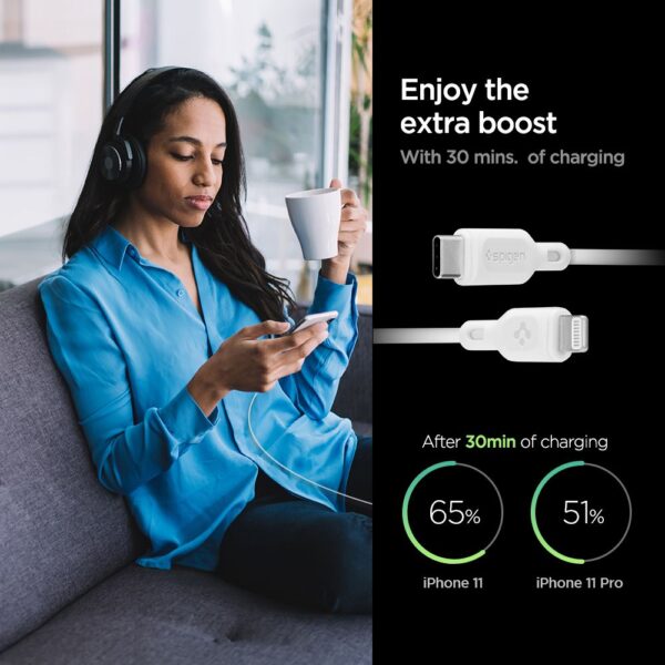Spigen DuraSync MFi Lightning cablu 2-Pack 100cm Alb