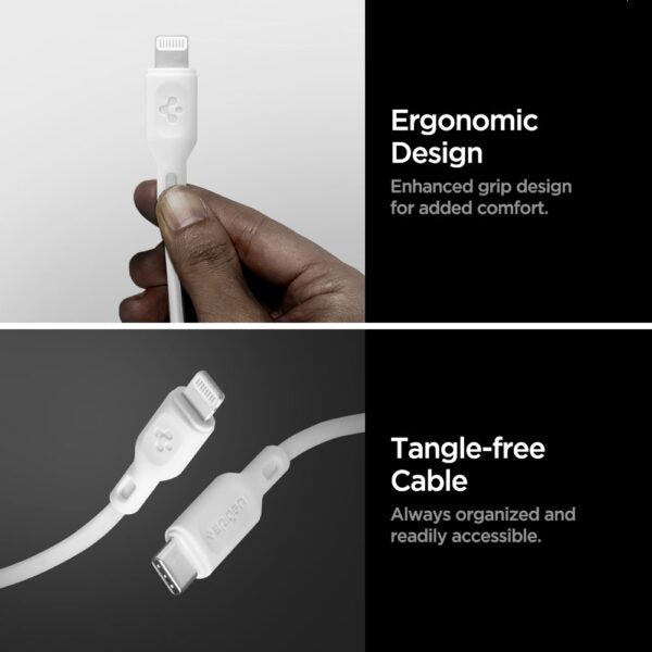 Spigen DuraSync MFi Lightning cablu 2-Pack 100cm Alb