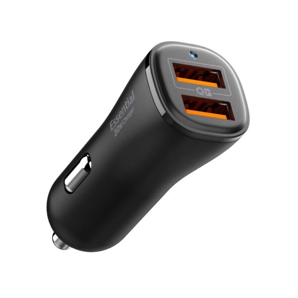 Încărcător auto Spigen Essential EV302 2‑Port 30W negru