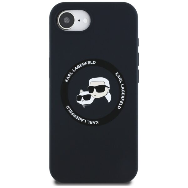 Husă pentru iPhone 16 Karl Lagerfeld HC MagSafe Silicone Double Heads e Black – Negru