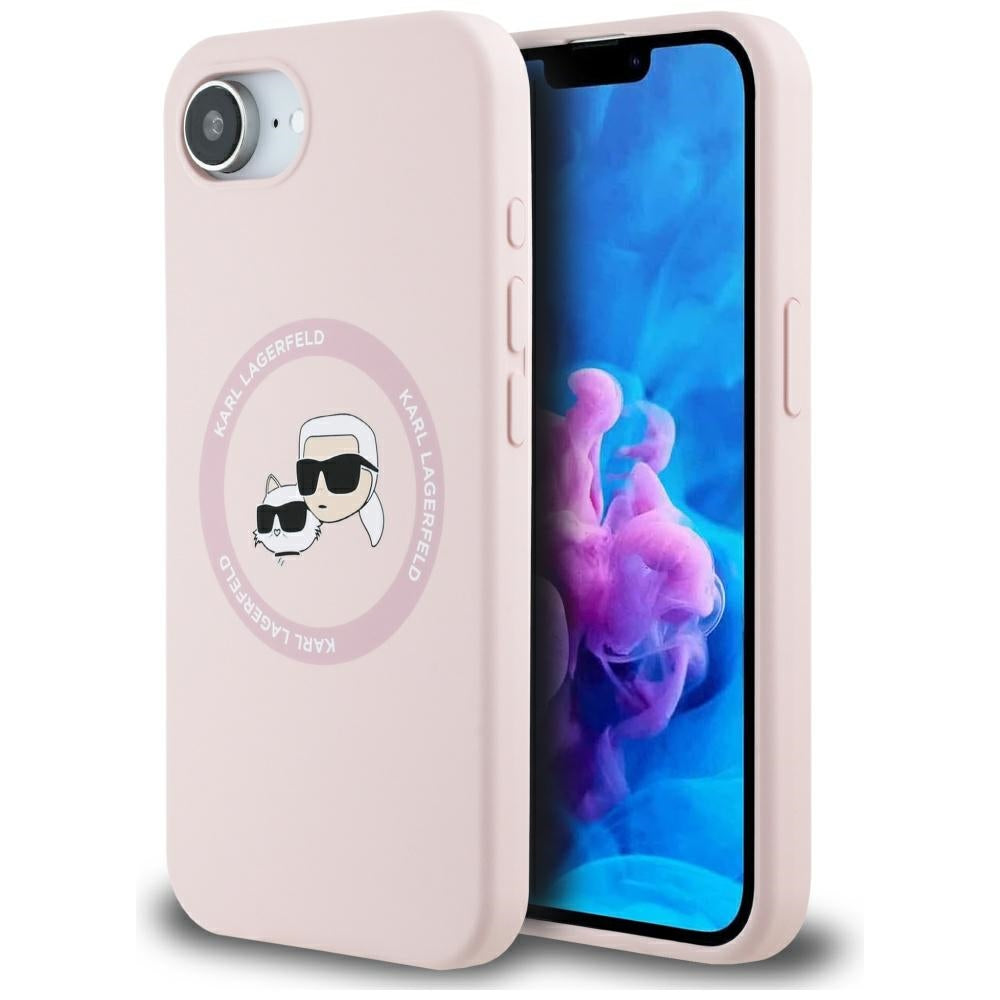 Husa Karl Lagerfeld HC Magsafe Silicone Double Heads pentru iPhone 16e Roz