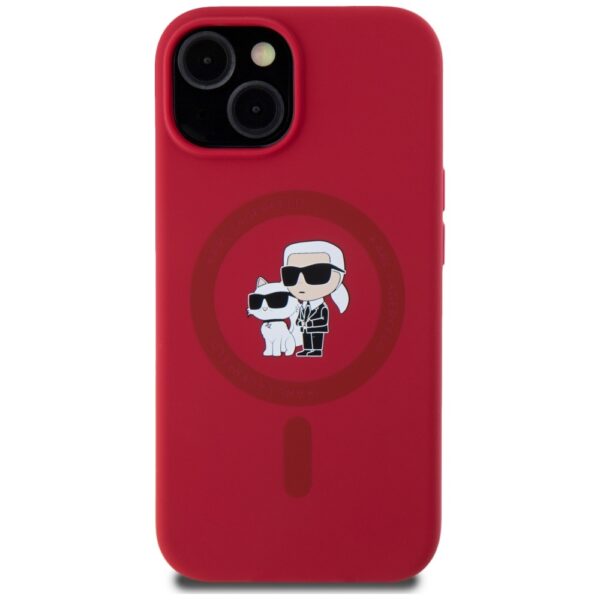 Karl Lagerfeld HC MagSafe Silicone KC Body Ring case for iPhone 15 Red
