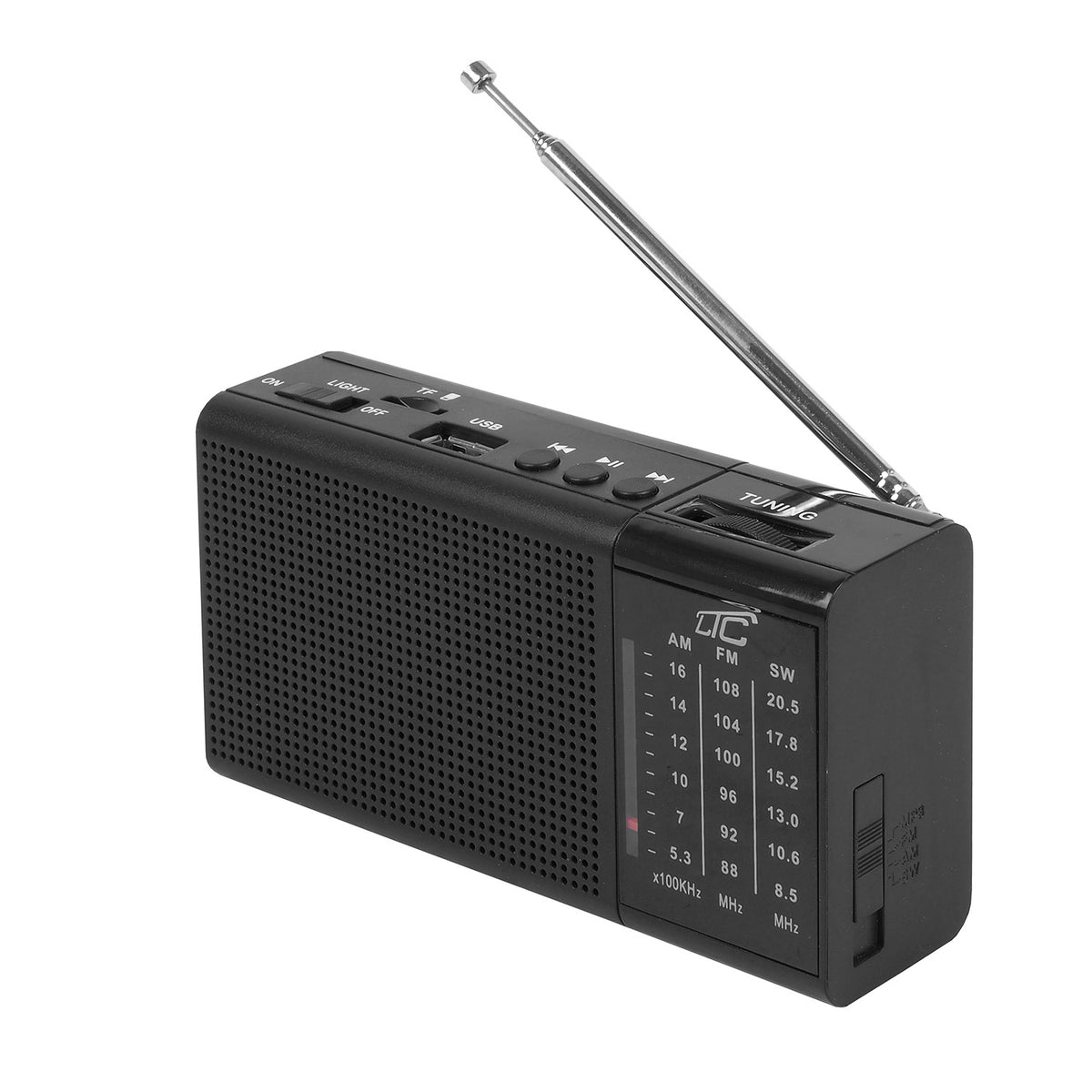 Casti LTC Portable Radio Rega, USB, TF, AUX, Mini LED Flashlight, Negru
