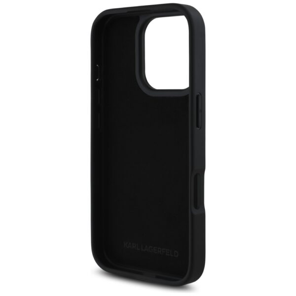 Husă pentru iPhone 16 Pro Max Karl Lagerfeld HC Grained PU CardSlot Metal Elong Black – Negru