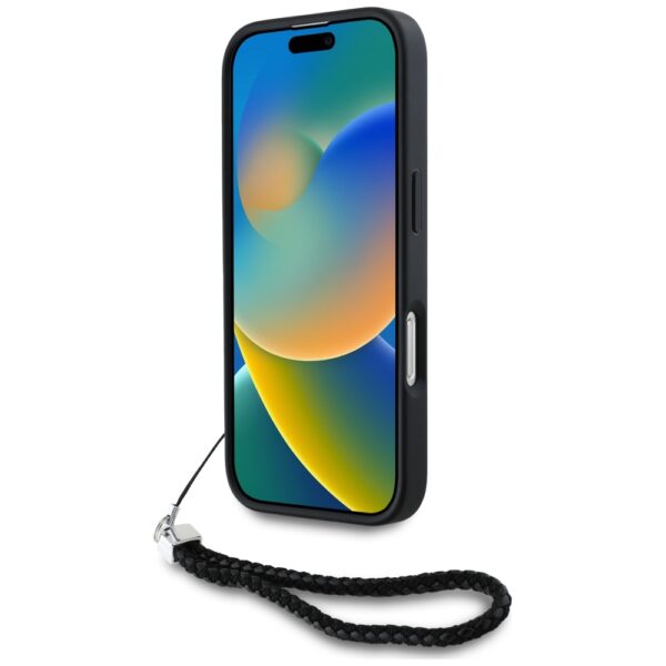 Husă pentru iPhone 16 Pro Karl Lagerfeld HC Quilted PU Initial Logo & Chain Strap Black – Negru
