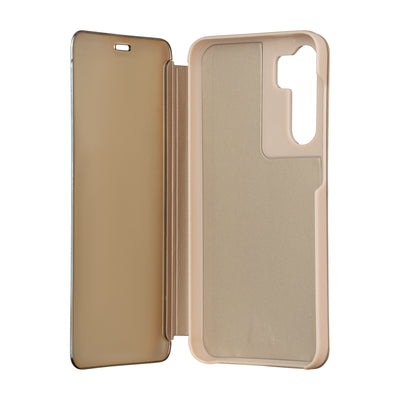 Husa Fold Mirror View pentru Samsung Galaxy A14 4G / A14 5G Auriu
