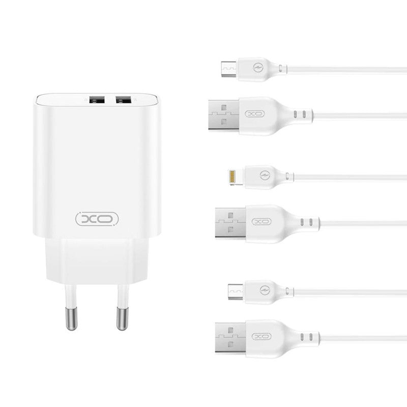 Cablu XO Incarcator priza Ce34 2x USB 2,4A Alb + Usb-c