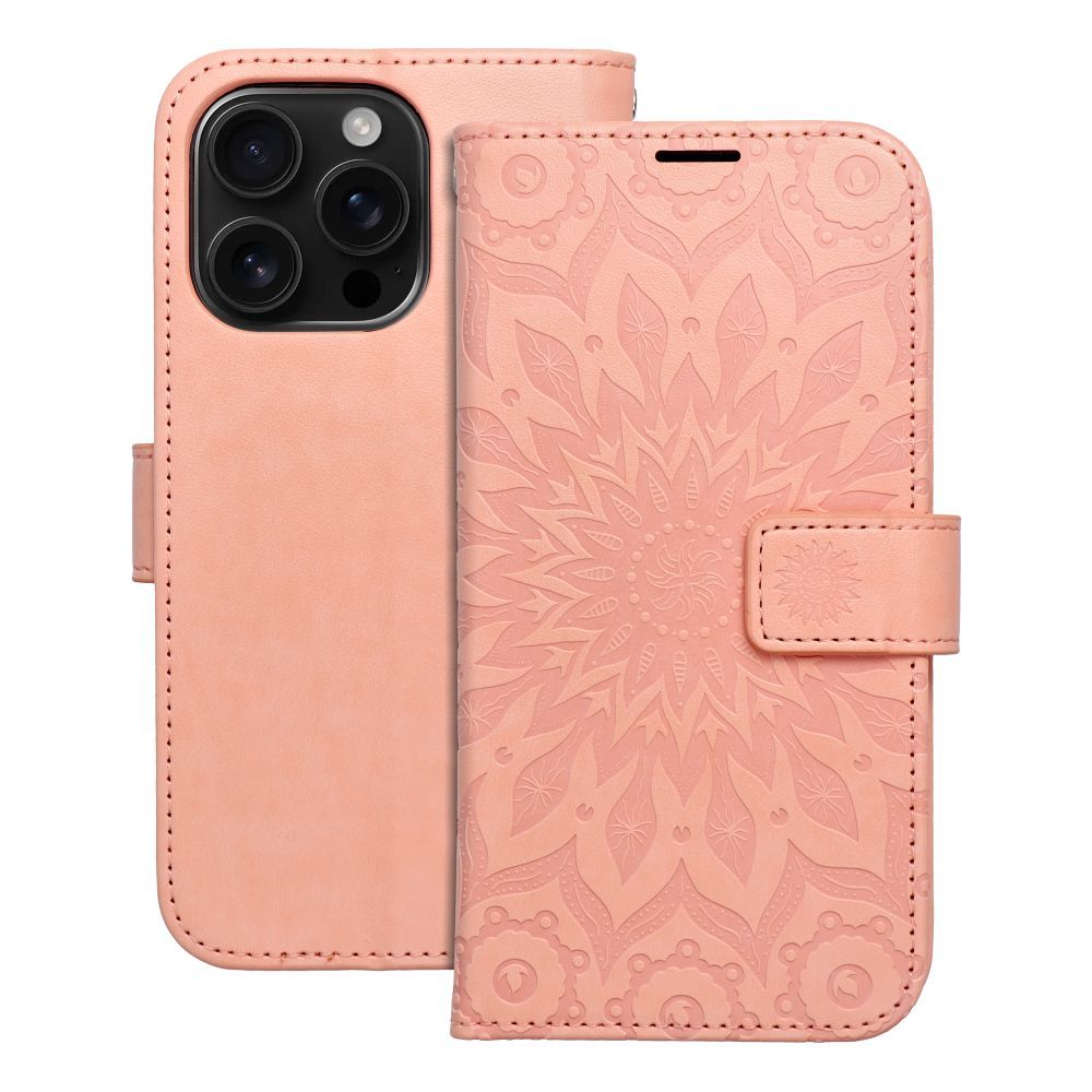 Husa Mezzo Book Flip pentru iPhone 16 PRO Mandala Peach Fuzz