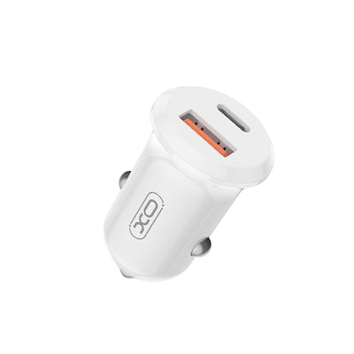 Incarcator auto XO Cc69 PD 30W QC 1x USB 1x Usb-c Alb