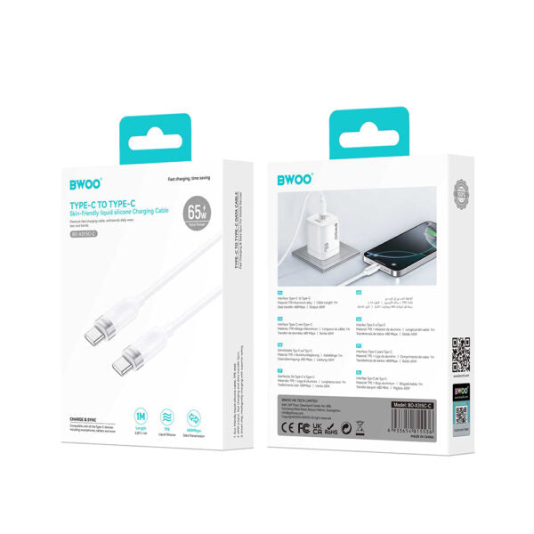 BWOO X315C-C 65W cablu USB-C - USB-C 1m Alb
