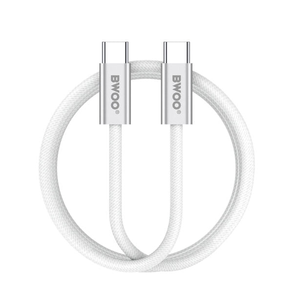 BWOO 240W braided cablu USB-C - USB-C BO-X317C-C 1m Alb