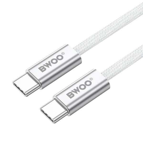 BWOO 240W braided cablu USB-C - USB-C BO-X317C-C 1m Alb