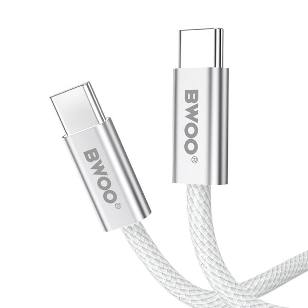 BWOO 240W braided cablu USB-C - USB-C BO-X317C-C 1m Alb