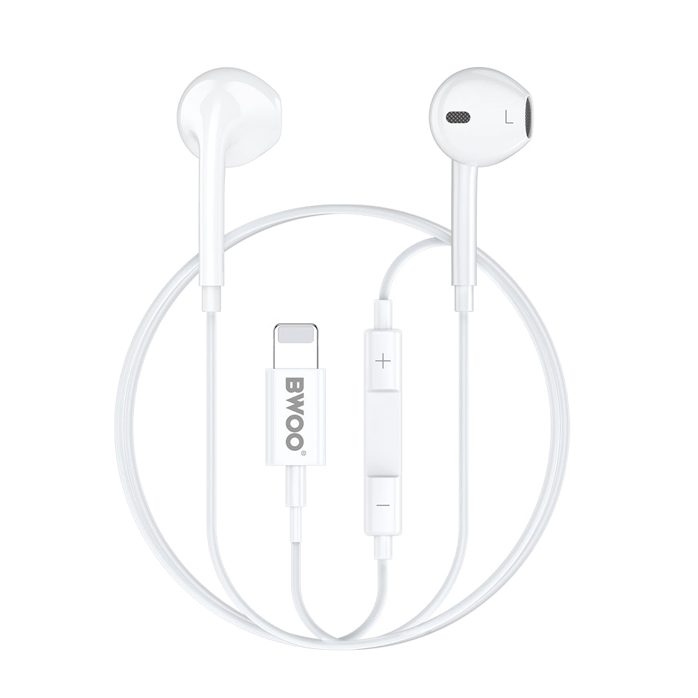 Casti BWOO Wired Lightning cu Volume Control Hf179 Alb