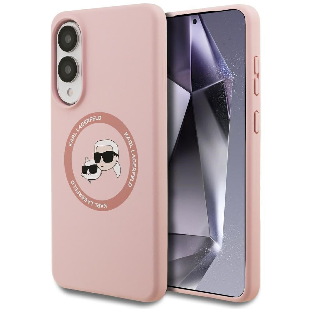 Husă pentru Samsung Galaxy S25 Karl Lagerfeld Edge MAGNETIC SILICONE DOUBLE HEADS pink – Roz