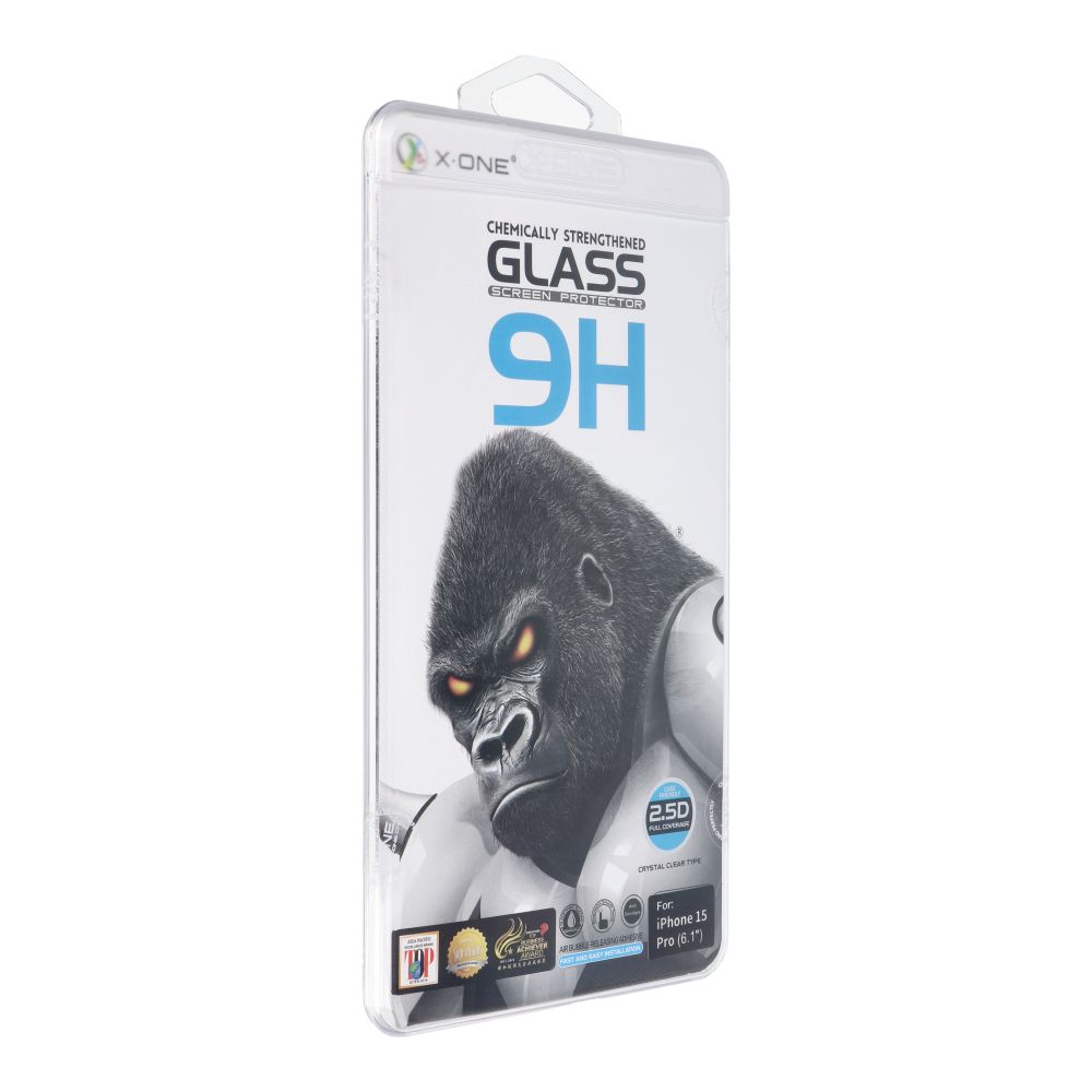 Folie X-one acoperire completa Extra Strong Crystal Transparent - pentru iPhone 15 Pro sticla 9H