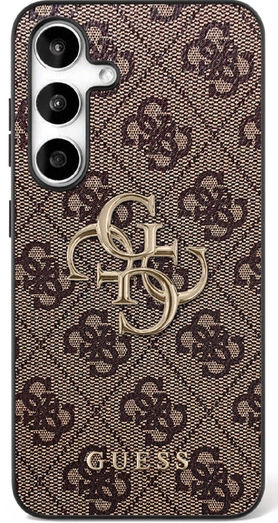 Husa Guess pentru Samsung Galaxy S25 Fehc PU Leather 4G Metal Logo Maro