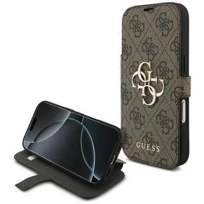 Husa Guess Book 4G Metal Logo pentru iPhone 17 Pro Maro