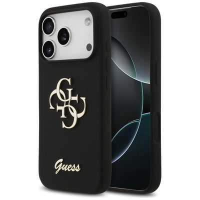 Husa Guess Silicone Big 4G Script pentru iPhone 17 Pro Negru